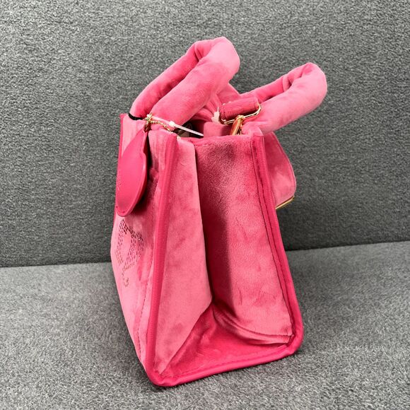 Juicy Couture Velour Mini Tote Bag Pink Free Love Big Spender Y2K Purse - Picture 2 of 9
